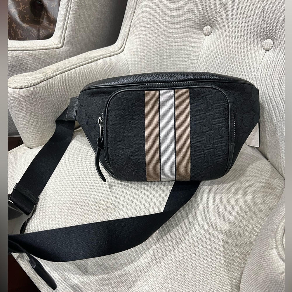 Black Leather Coach Belt Bag